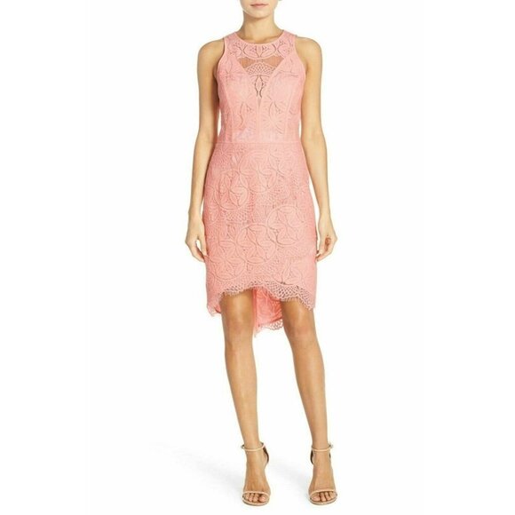 Adelyn Rae Womens Light Pink Lace High/Low Sheath - Picture 5 of 6
